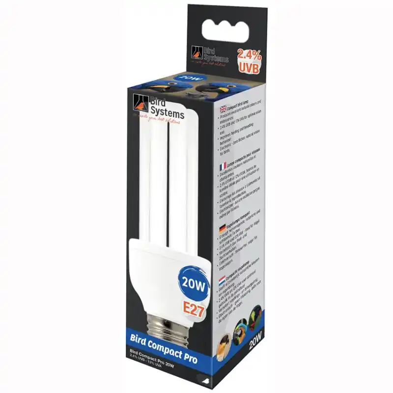 Achat Immédiat Bird Systems – Lampe Compacte Solaire 2,4% UVB / Luminothérapie Oiseaux (Culot à Vis E27) – 23 W