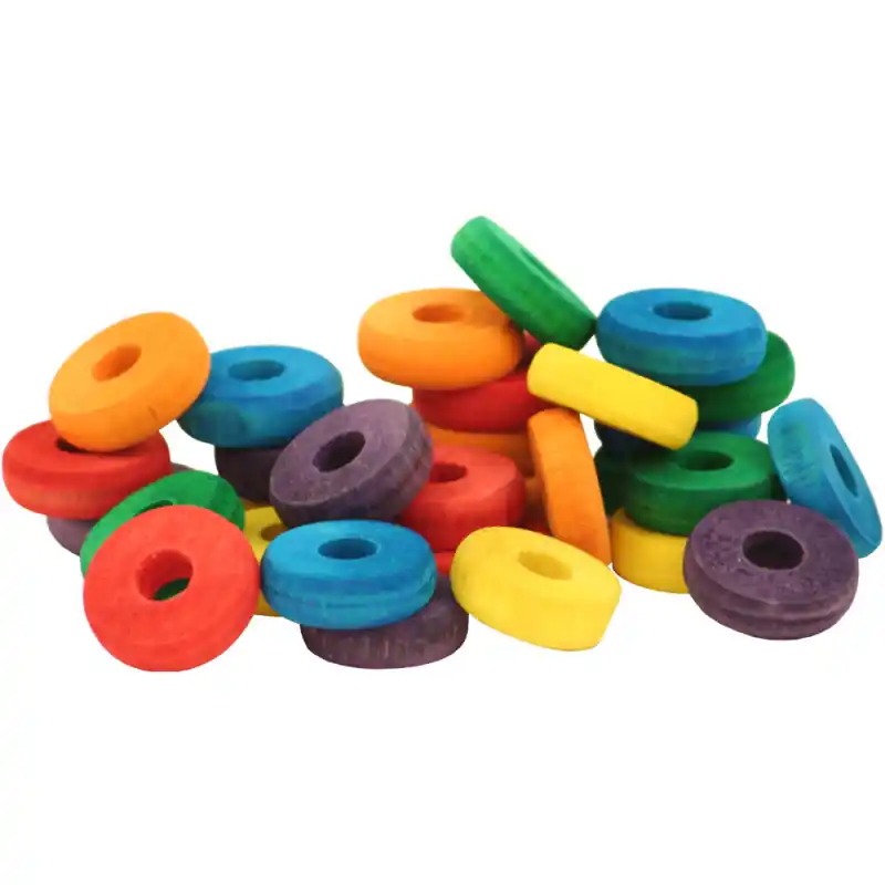 Zoo-Max – Rondelles de Bois Colorées – Pièces de Jouet – Lot de 30 Prix Choc