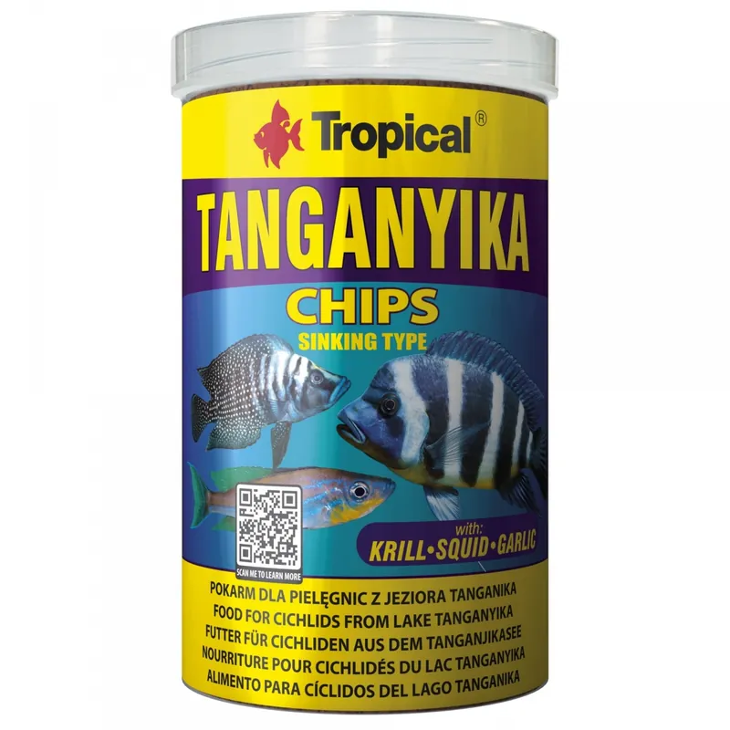TROPICAL Tanganyika Chips 1L chips spéciaux à multi ingrédients pour grands cichlidés du Lac Tanganyika Offre Limitée