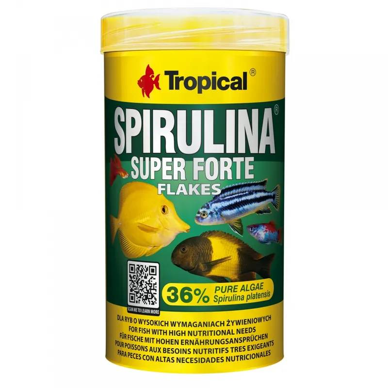 TROPICAL Super Spirulina Forte 250ml nourriture végétale en flocons, à haute teneur en spirulina (36%) Exclusif