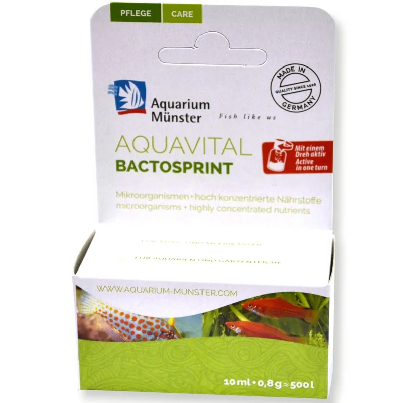 Édition Limitée AQUARIUM MÜNSTER AquaVital BactoSprint 10 ml bactéries et enzymes pour démarrage et entretien de l&rsquo;aquarium