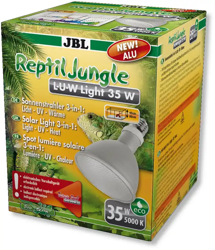 JBL ReptilJungle L-U-W Light alu 35W spot HQI en aluminium pour la reproduction du soleil en terrarium de type tropical Satisfait Ou Remboursé
