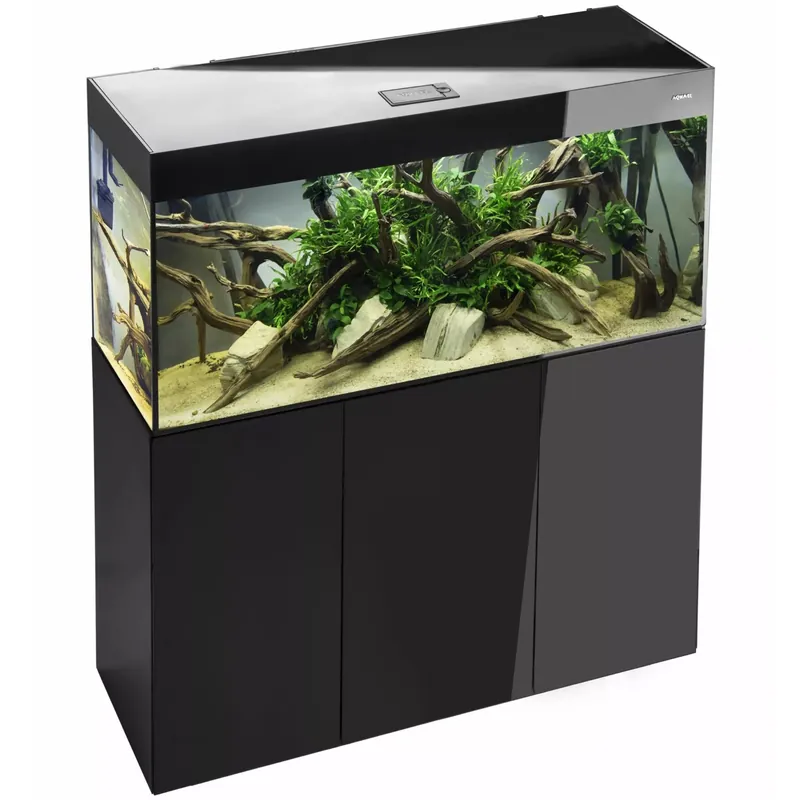AQUAEL Combinaison Glossy ST 120 LED Day & Night 2.0 Noir Brillant aquarium équipé 120 x 40 x 63 cm 260 L avec meuble assorti Offre Limitée
