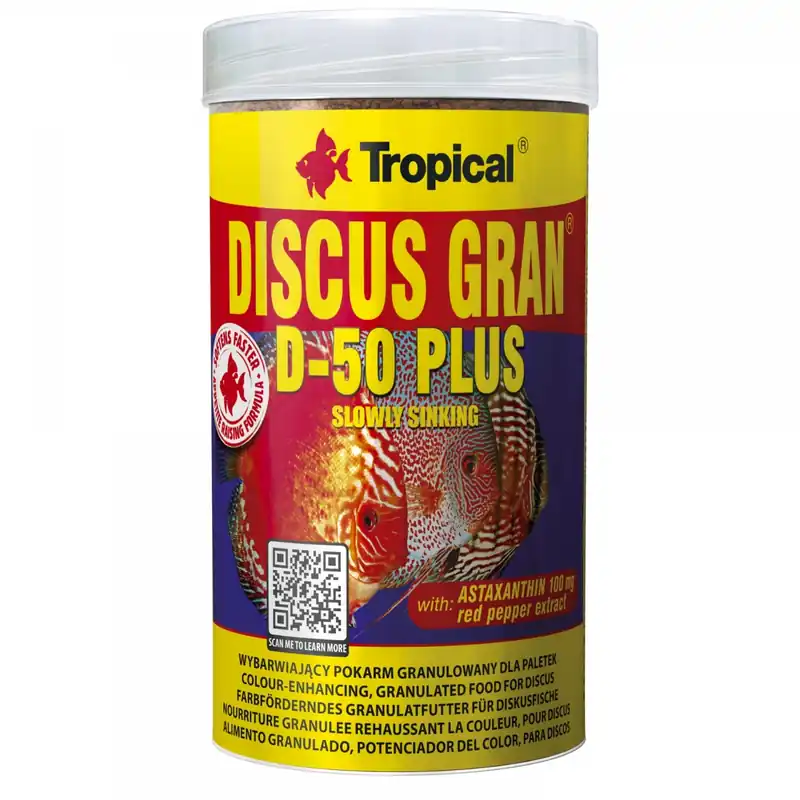 TROPICAL Discus Gran D-50 Plus 250ml granules descendantes rehaussant la couleur pour discus Achat Immédiat