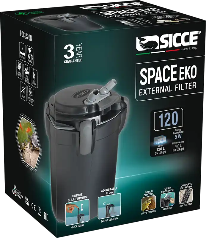 SICCE Space EKO 120 filtre externe 550 L/h pour aquarium jusqu'à 120 L Seulement Aujourd’hui