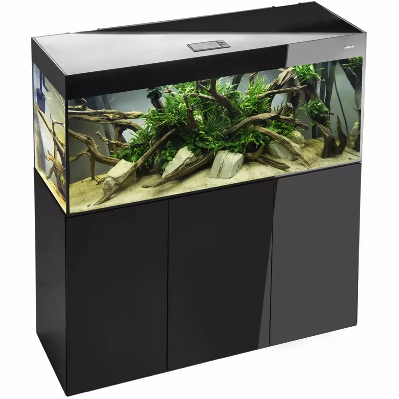 AQUAEL Combinaison Glossy ST 150 LED Day & Night 2.0 Noir Brillant aquarium équipé 150 x 50 x 63 cm 405 L avec meuble assorti Prix Réduit