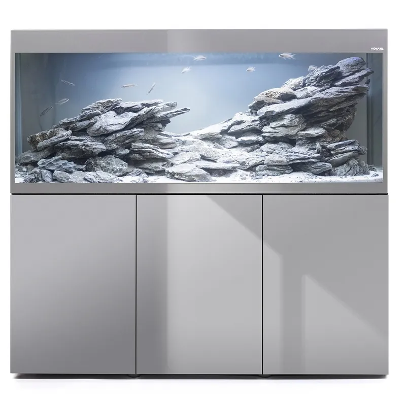 AQUAEL Combinaison Glossy ST 150 LED Day & Night 2.0 Gris Brillant aquarium équipé 150 x 50 x 63 cm 405 L avec meuble assorti Nouveauté