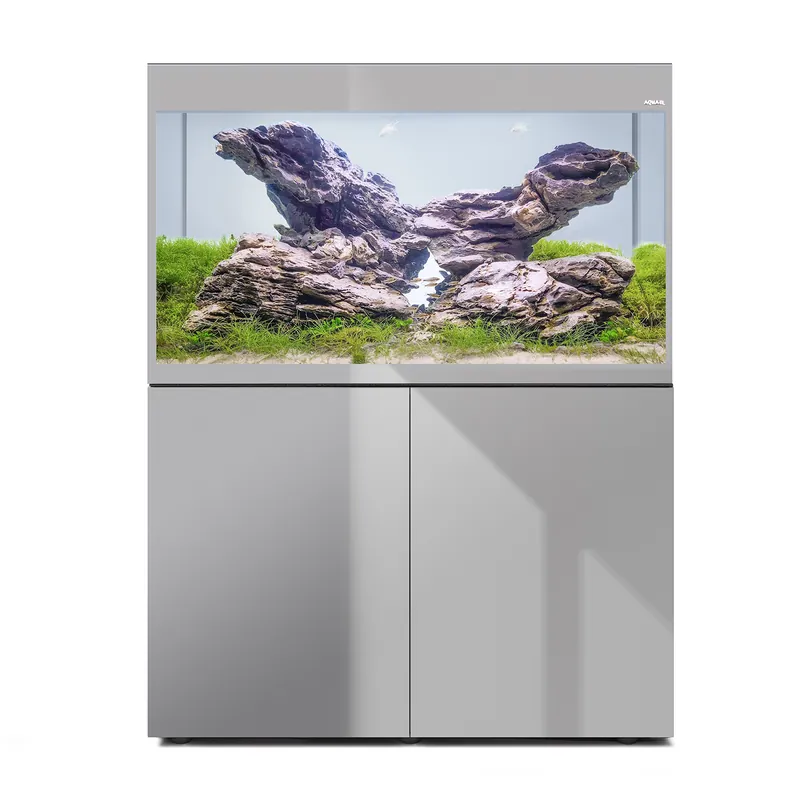 AQUAEL Combinaison Glossy ST 100 LED Day & Night 2.0 Gris Brillant aquarium équipé 100 x 40 x 63 cm 215 L avec meuble assorti Artisanat